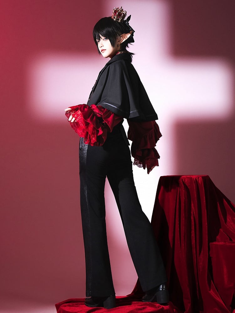 Ouji Black Lolita Blazer Cape Collar