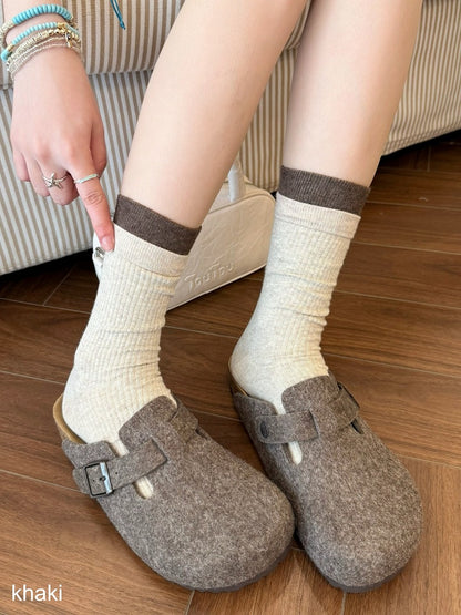 Colorblock Ribbed Ankle Socks - Xi Shang Mei Shao