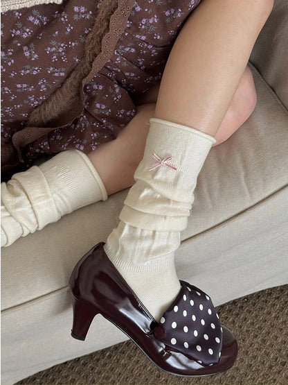 Embellishments Ribbed 4-Color with Bow Calf Socks