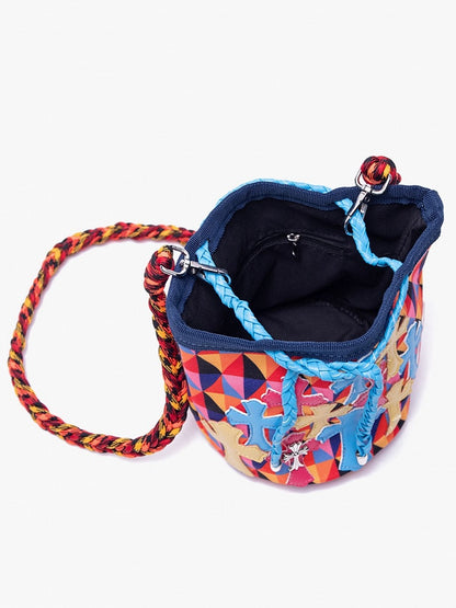 Cross Diamond Pattern Colorful Strap Bag Accents Crossbody Braided Multicolor With