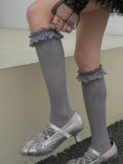 Ruffled (Elegant Style) Stockings Lace 6-Color Sweet