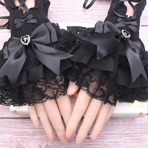 Rhinestone Bowknot Sleeves Options Arm Lace Color Kei Jirai 11