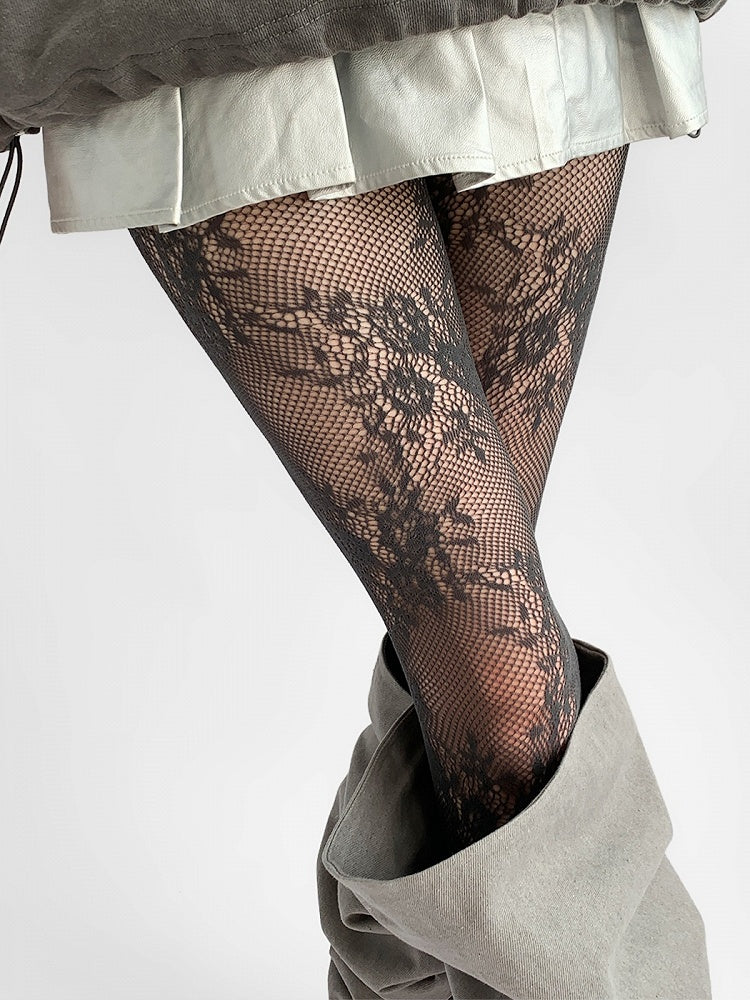 Tights Fishnet Floral Lace Pattern 5 Colors