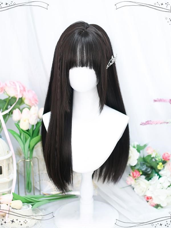 Long Bangs Air Wig Straight Black With