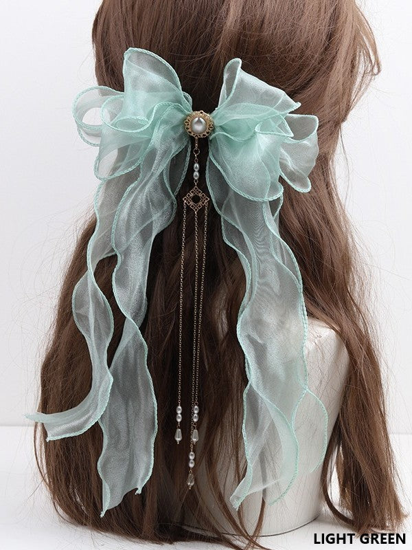 Color Hairclip Options 11 Lolita Organza Tassel Bowknot Pearl