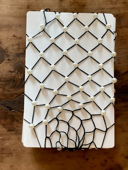 with Decoration Fishnet Bead Tights Black/Pink/White