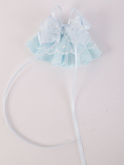 Ribbon Long Lace Hairclips Lolita Blue/Pink Bowknots