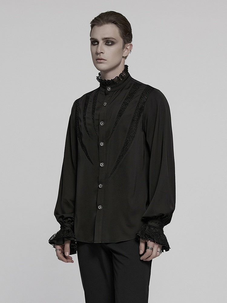 Black Men's Sharp Teeth Segmentation Shirt
