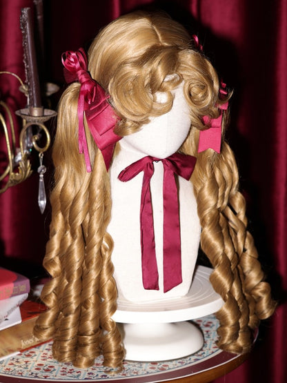 ウィッグ ブラウン/ブラウン/ブラック クリップ ショートクロー ダブルローマン+ポニーテール ライトカーリーバング 50CM