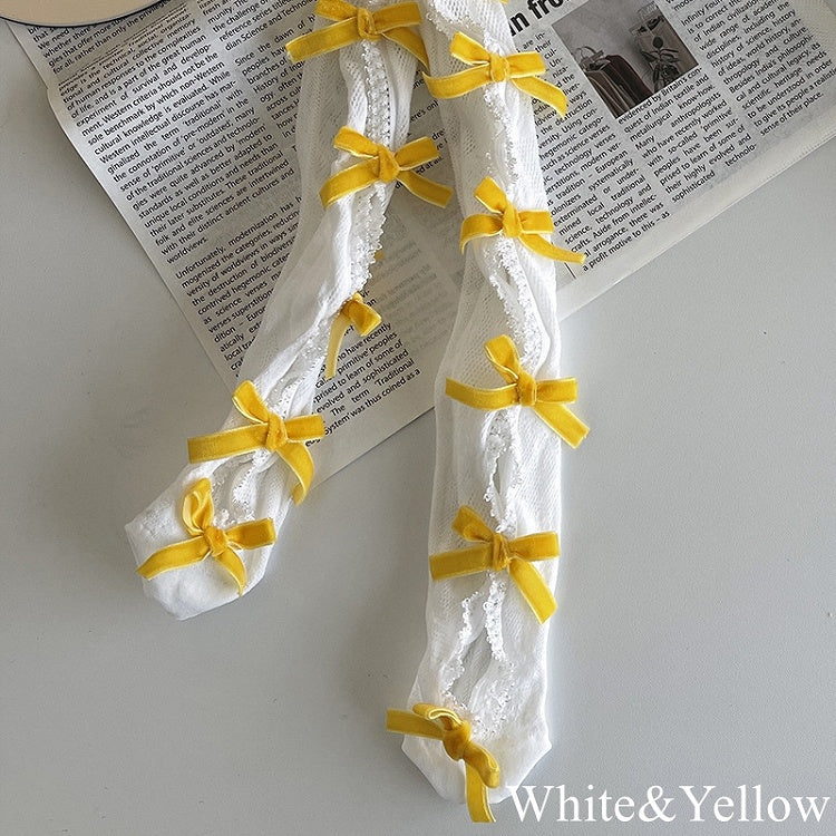 Floral Color Underknee with Options Design Bowknot Pattern 19 Cut-out Stockings