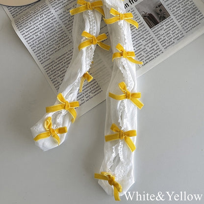 Floral Color Underknee with Options Design Bowknot Pattern 19 Cut-out Stockings