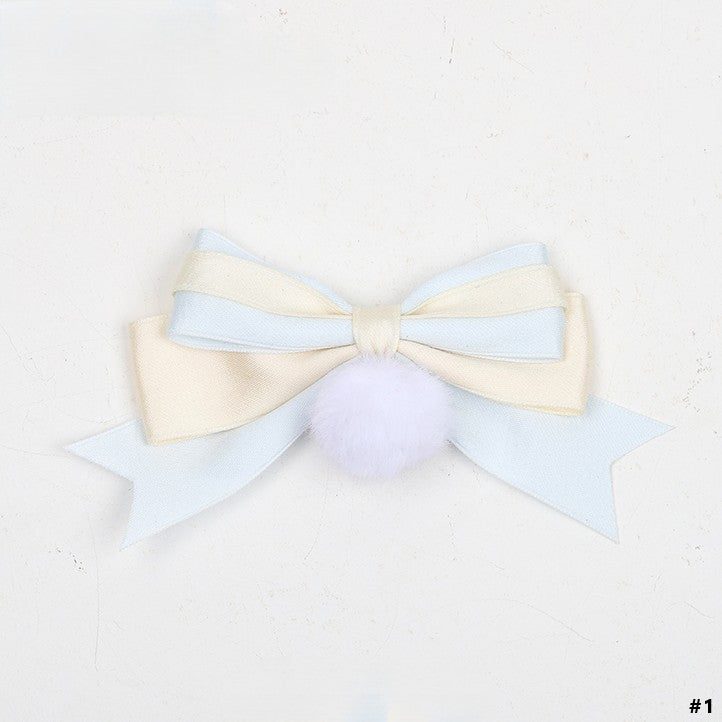 Options Blue Creamy White Bowknot Lolita Hairclip 3 Sweet