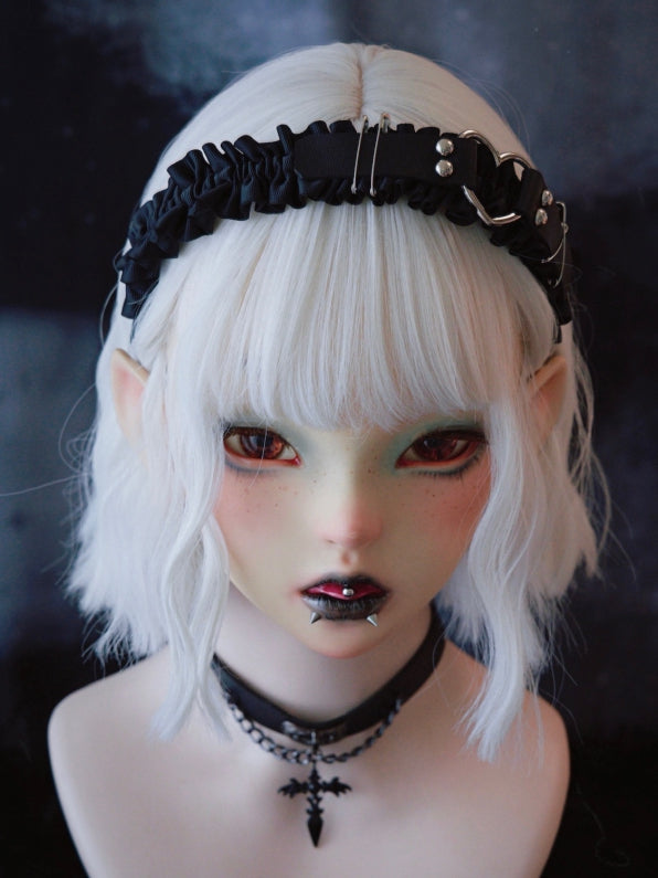 KC With Ruffle Details Heart Decorated Black Trim Design Buckle Pins