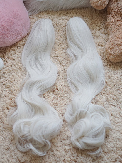 Milk White/Light Blonde/Black Wavy Ponytail Claw Clips