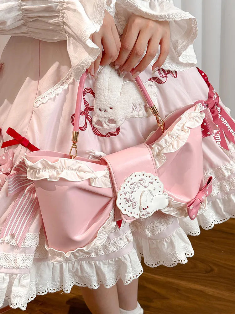 Bag Pink Sweet Hand Crossbody Lolita / Bowknot-Shaped