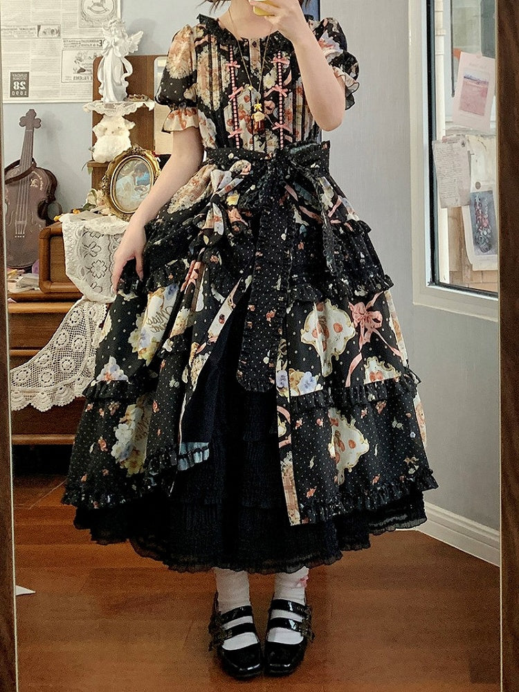 Black Tea Length Ruffles Detail Tiered Under Skirt - Miss Point