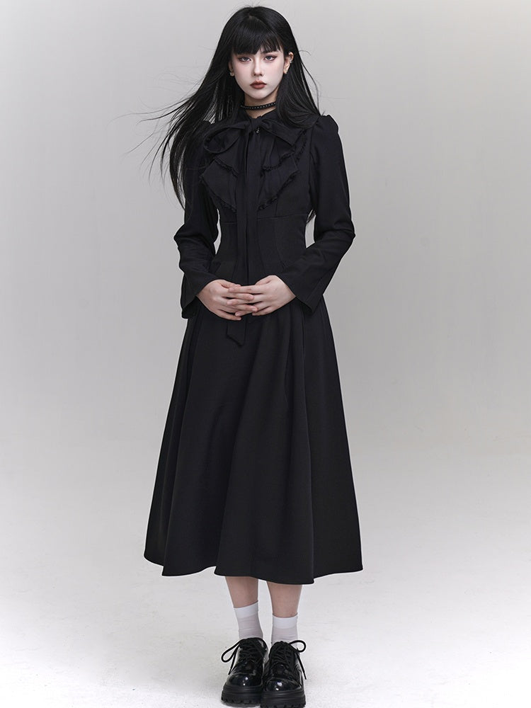 Gothic Black Jablt Collar High Waist Dress