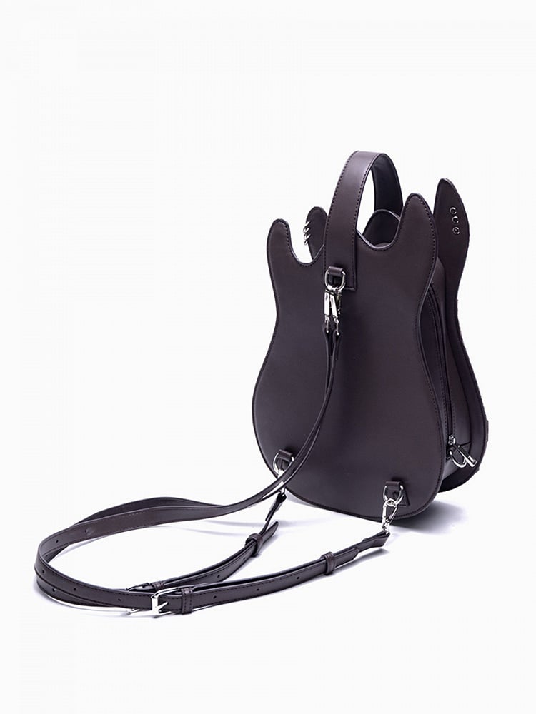 Guitar-shaped Sweetheart Brown Star Embroidered Design Plaid Bag