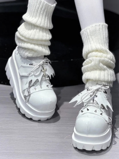 Decor Shoes Polished Closure Punk Hybrid - White Platform Wings