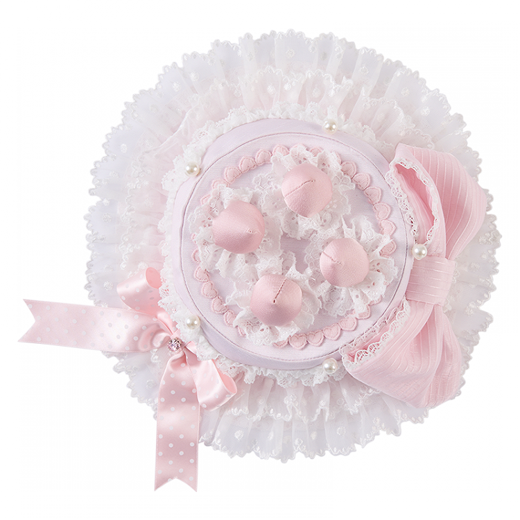 Pink / White Strawberry Cake Mini Hat