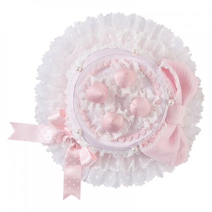 Pink / White Strawberry Cake Mini Hat