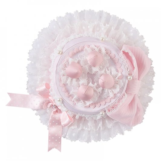 Pink / White Strawberry Cake Mini Hat
