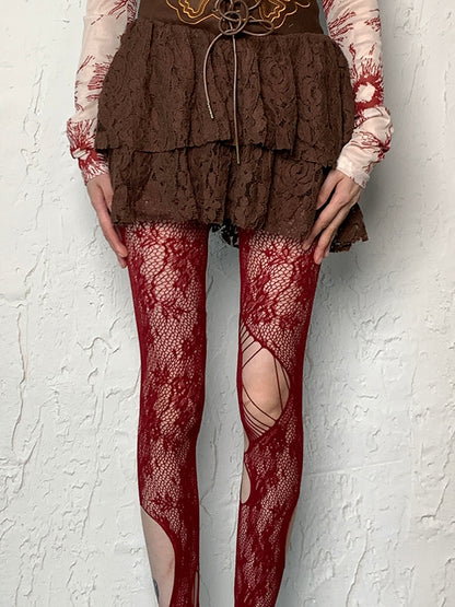 Y2K Color Options Hollow-out Design Cut-out 4 Details Tights