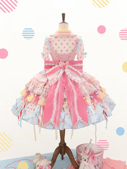 Polka Dot Sweet Lolita Short Puff Sleeve Blouse - Dollet