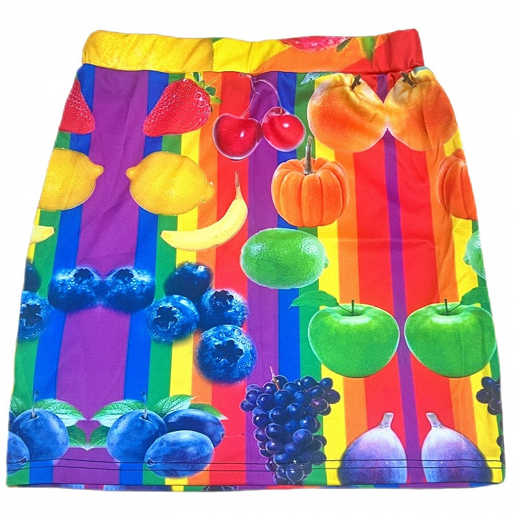 Bunter Rock mit Obst-Modedruck Gyaru
