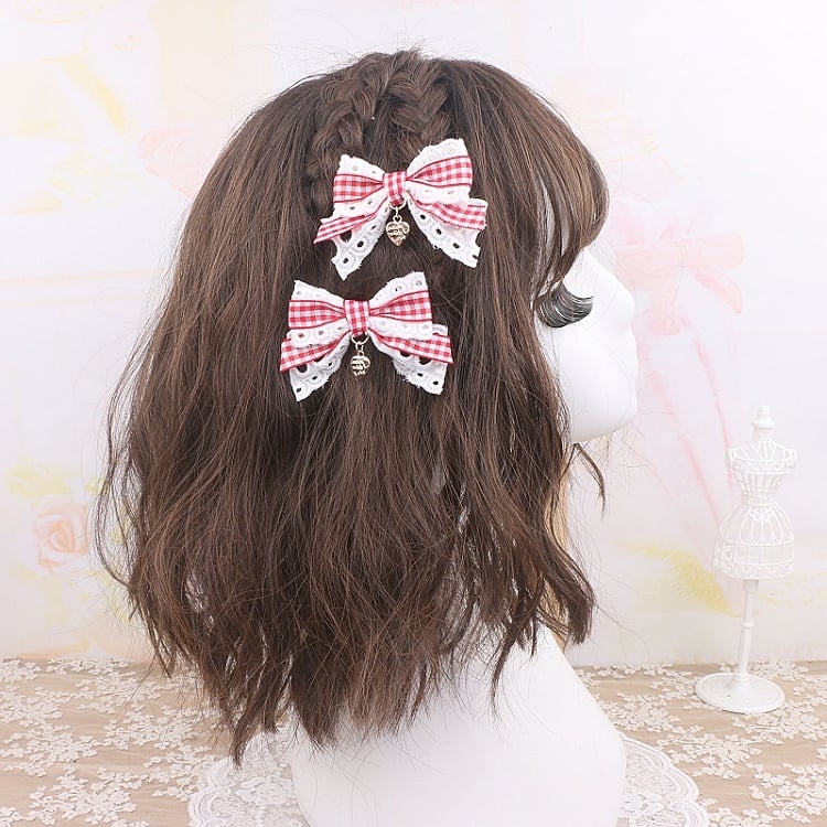 Charm 3 Lace Heart Bowknot Kei Hairclip Jirai Color Options
