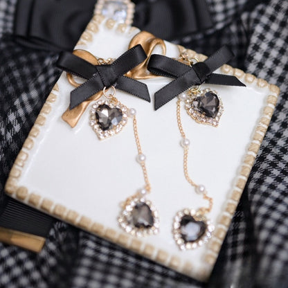 Staubiges Rosa Sweetheart Strass Charm Bowknot Ohrclips