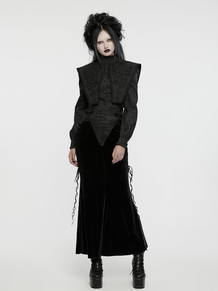 Wide Shirt Shoulder Retro Goth Black