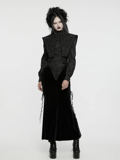 Wide Shirt Shoulder Retro Goth Black