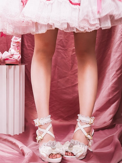 ファッションギャルサンダル ハート型ハイヒール ホワイト