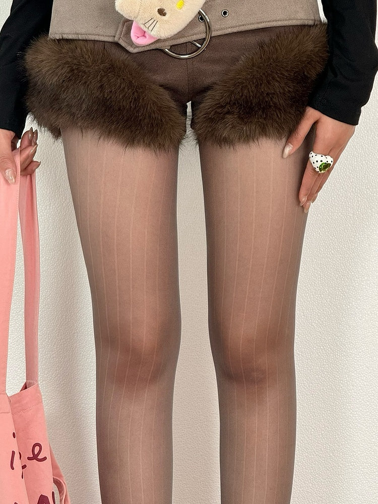 Halbtransparente Musterstrumpfhose Gestreift Schwarz/Grau/Weiß