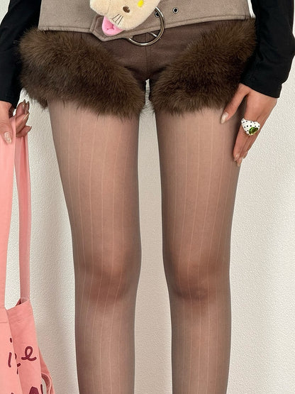 Halbtransparente Musterstrumpfhose Gestreift Schwarz/Grau/Weiß