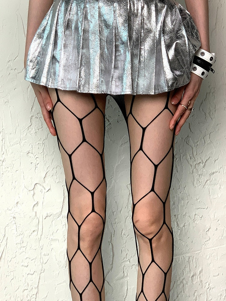 Strumpfhose Y2K Cut-out Schwarz/Rot/Rosenrot Design