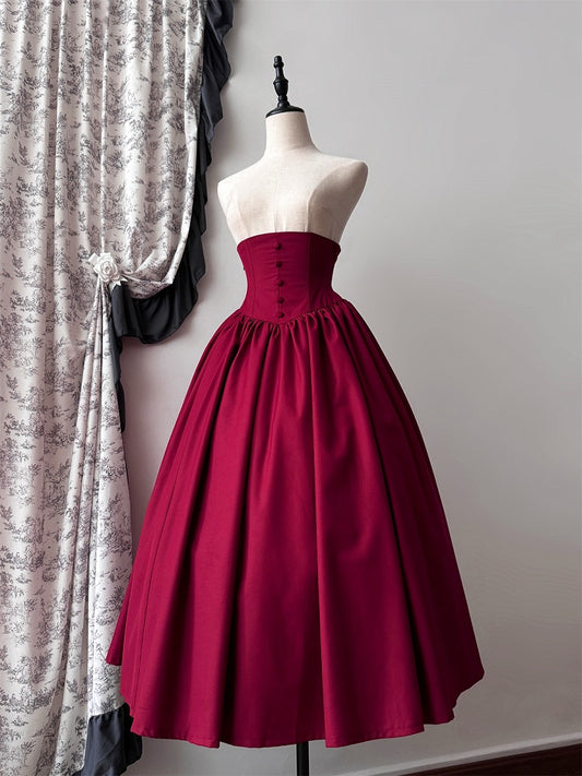 Lolita Waist Skirt High Gothic Boned Red Aristocrat