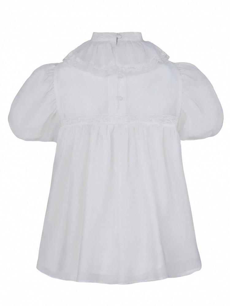 Collar Puff Blouse Sleeves Ruff White Lolita
