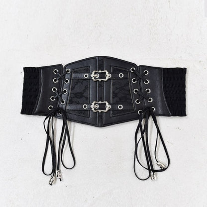 Black/White/Brown Lace-up Corset Punk Gothic Belt Detail