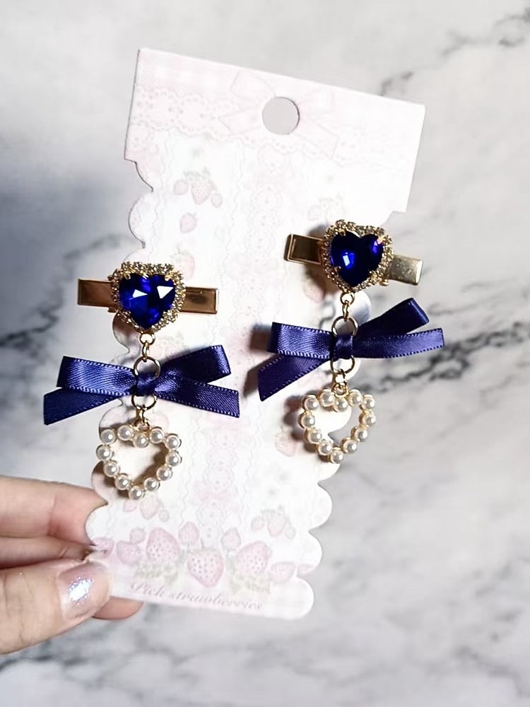 Rhinestone Hairclip Kei Options Jirai Heart 8 Color