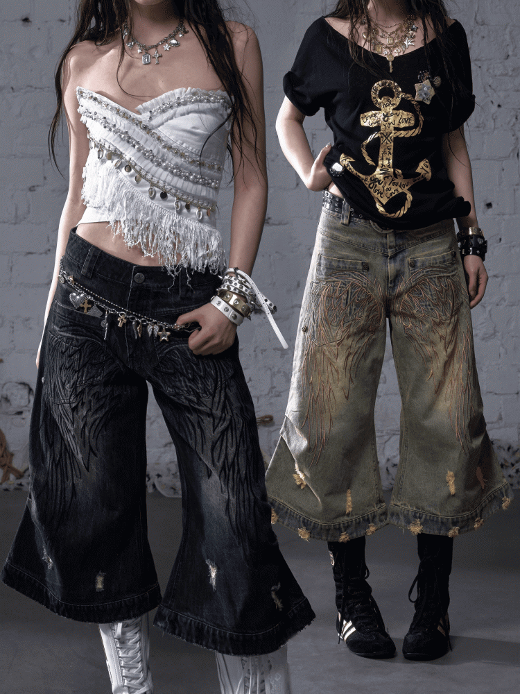 エンジェルブルー/イエロー フェードウォッシュ ディストレストホールズ