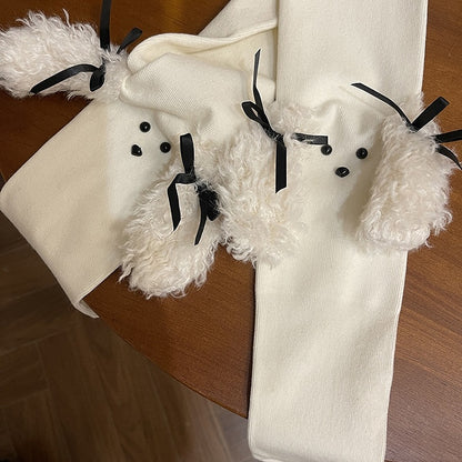 ブラック/ホワイトのスイートパピーイヤーリボンタイツ