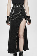 Black High Side Slit Sexy Adjustable Loop Gothic Half Skirt for Women