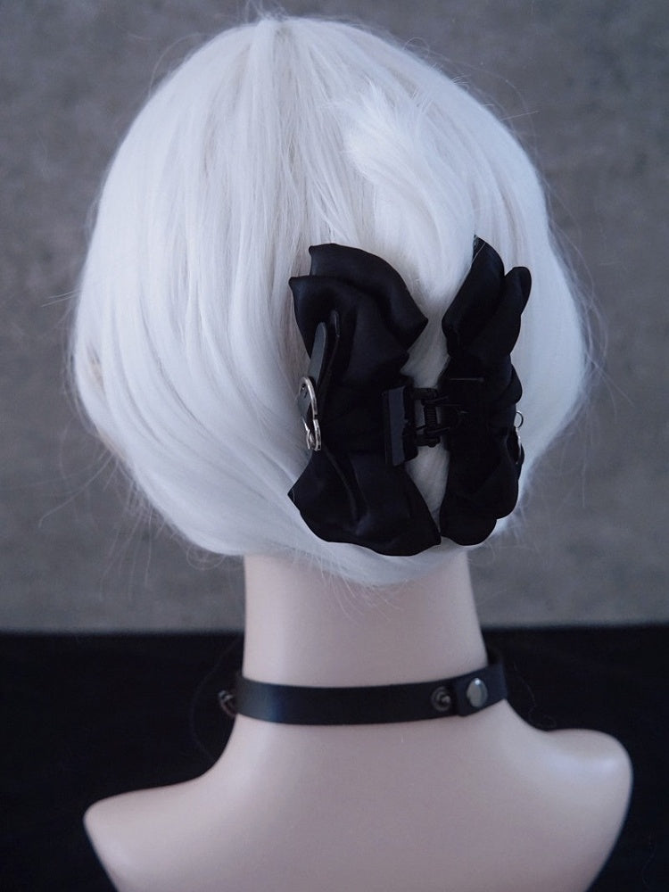 Gothic Black Bow Hair Claw Clip - Strange Sugar