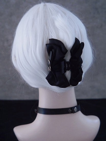 Gothic Black Bow Hair Claw Clip - Strange Sugar