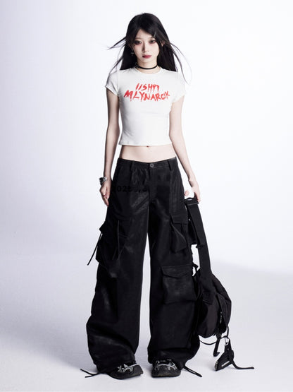 クロップドTシャツ ホワイトレタープリント ビタースウィート