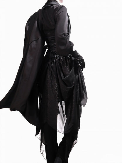 Black Ouji Lolita Blazer-Style Tailed Waistcoat - Ling Xi