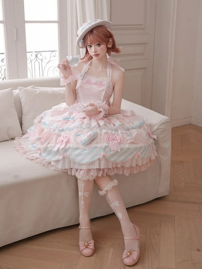 Pink & Blue Sweet Candy-themed Lolita JSK Dress - Meng Fu Zi