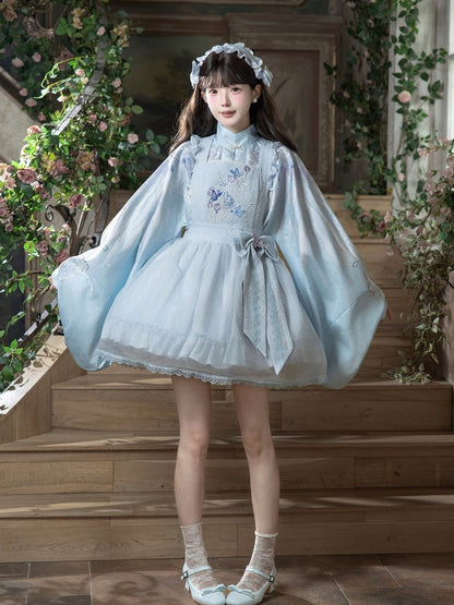 Han Lolita Angel Wings Embroidery Pipa Sleeves Top - ZhiXiYue